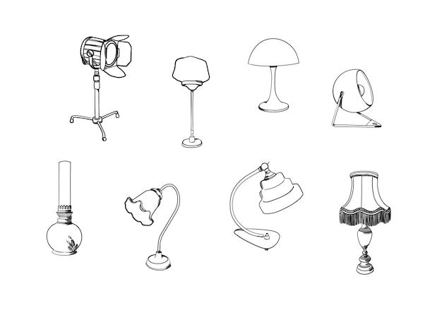 Vector handdrawn lamps