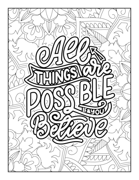 Vector handdrawn lettering vector illustration inspirational quotesquotes coloring pages adultkids