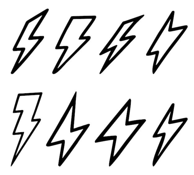 Handdrawn lightning set doodle icon