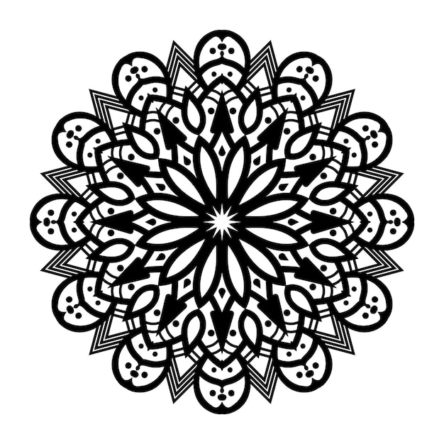 handdrawn lotus flower mandala art style with black and white color background design vector in abstract luxury