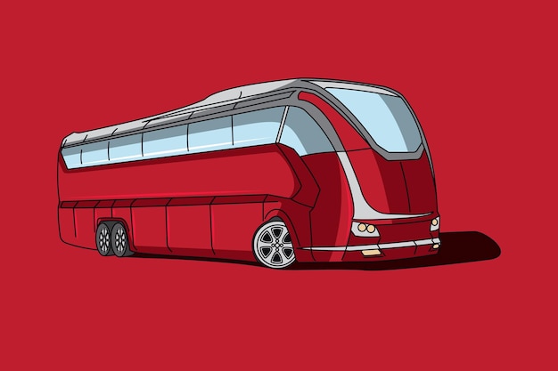 Handdrawn luxury red bus vector art perfect for transport and travel designs