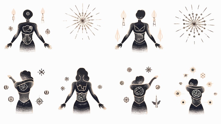Vector handdrawn massage arrays and spark designs collection