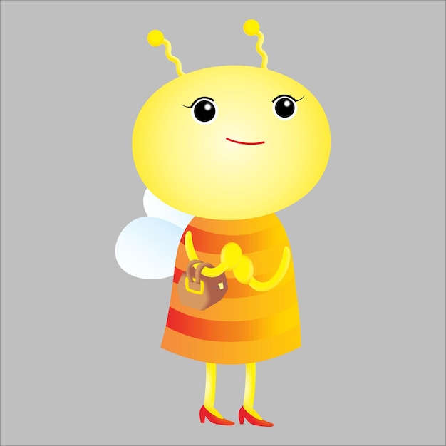 Handdrawn mother of bee character in cartoon style