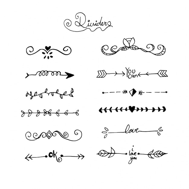 Vector handdrawn oranmental dividers collection