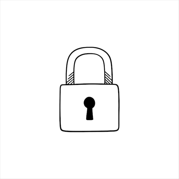 Handdrawn padlock security sign vector illustration
