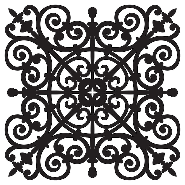 Handdrawn sample for tile in oriental style in black and white colors Italian majolica