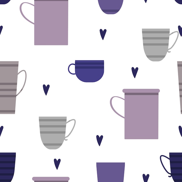 A handdrawn seamless mug pattern