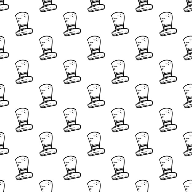 Handdrawn seamless pattern hat doodle icon. hand drawn black sketch. sign cartoon symbol. decoration element. white background. isolated. flat design. vector illustration.