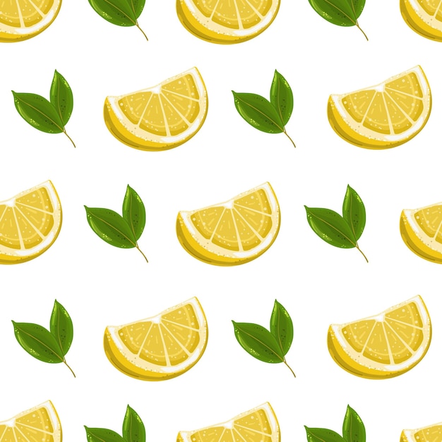 Vector handdrawn seamless pattern with lemons lemons with branches on a white background template for printing design packaging wallpaper web design