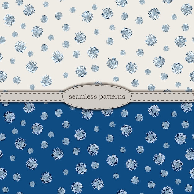 Vector handdrawn seamless patterns in simplified scandinavian minimalism style classic blue pantone 2020 and beige bicolor stock hand drawn vector for printing on fabric textile wallpaper wrapping