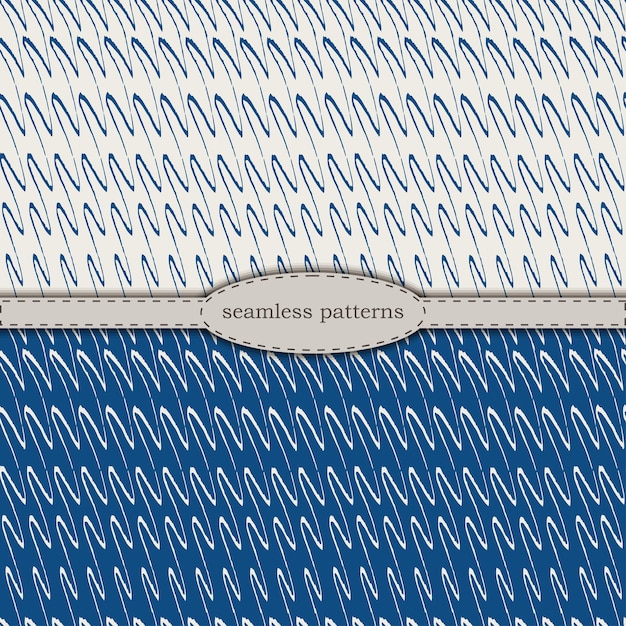 簡略化されたスカンジナビアのミニマリズムスタイルの古典的な青いパントン2020とベージュの二色ストックの手描きのシームレスなパターンは、ファブリックテキスタイルの壁紙のラッピングに印刷するための手描きのベクトル