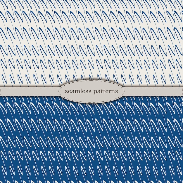 Modelli senza cuciture disegnati a mano in stile minimalista scandinavo semplificato classico pantone blu 2020 e vettore disegnato a mano bicolore beige stock per la stampa su avvolgimento di carta da parati in tessuto tessile