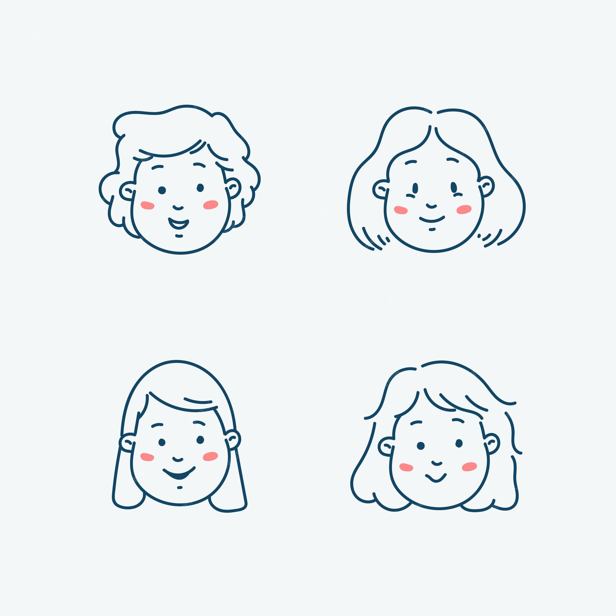 Premium Vector  Female face expression doodle funny cute emotion