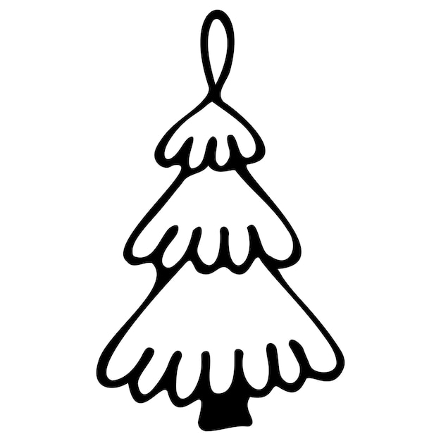 Handdrawn sketch christmas tree on a white background new year element