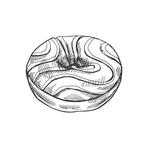 Vector a handdrawn sketch of donut vintage illustration pastry sweets dessert element for the design of labels packaging and postcards