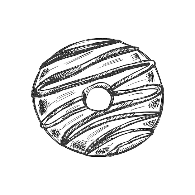 A handdrawn sketch of donut Vintage illustration Pastry sweets dessert Element for the design of labels packaging and postcards