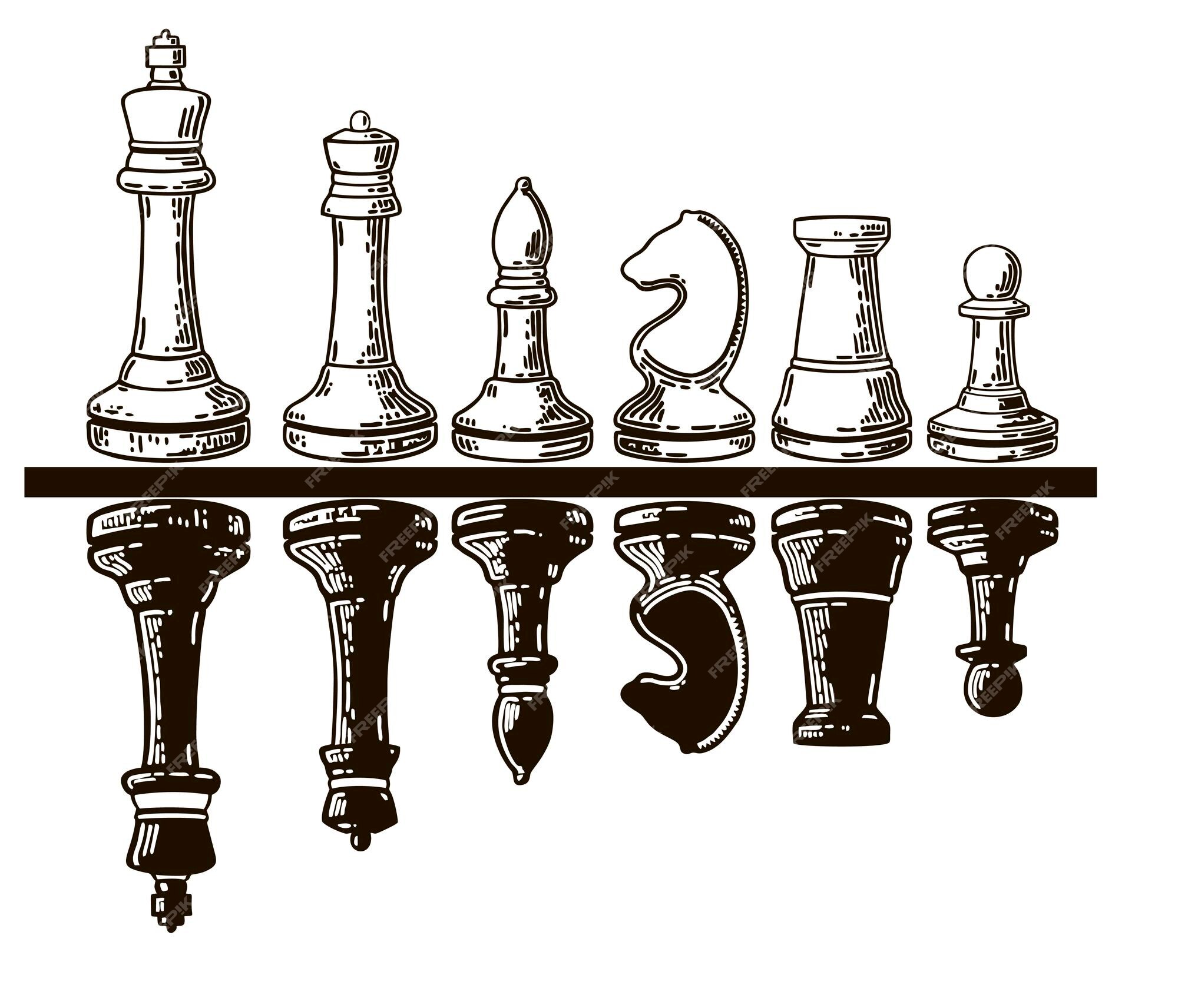 Hand Drawn Chess Pieces Vector Vector Art & Graphics