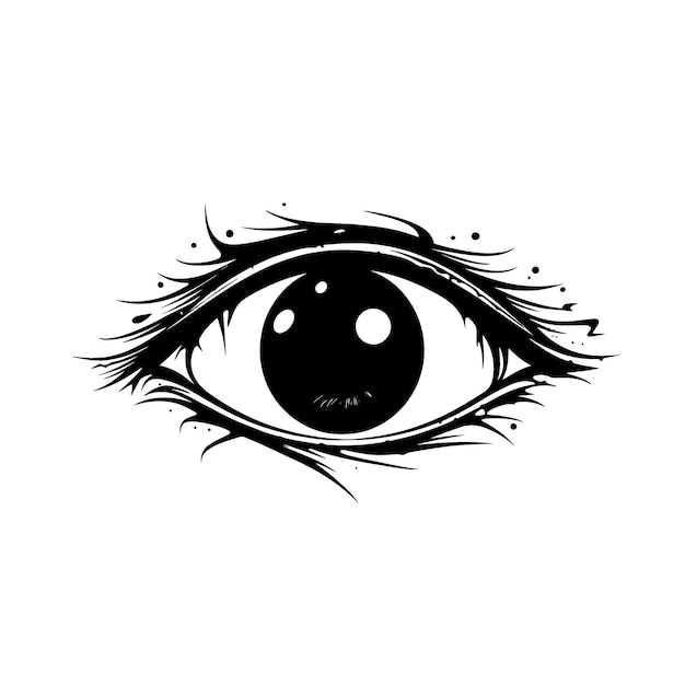 Handdrawn spooky eye doodle icon on white background