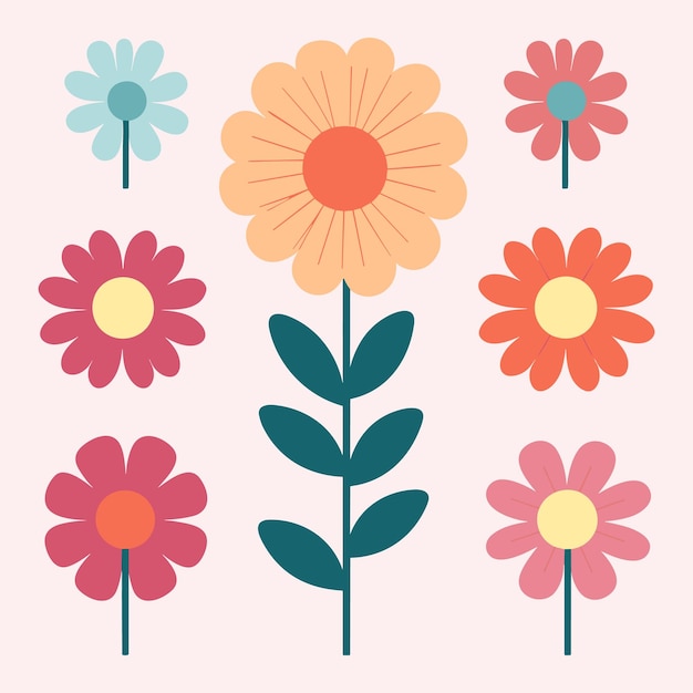 Vector handdrawn spring flowers cards amp isolated blooms