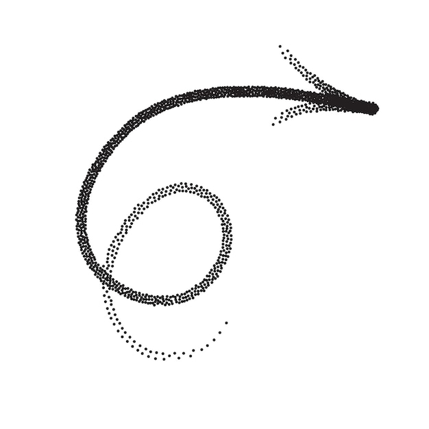 Vettore vettore di freccia punteggiata disegnata a mano nello stile di abbozzo isolato su priorità bassa bianca. frecce matita illustrazione vettoriale.
