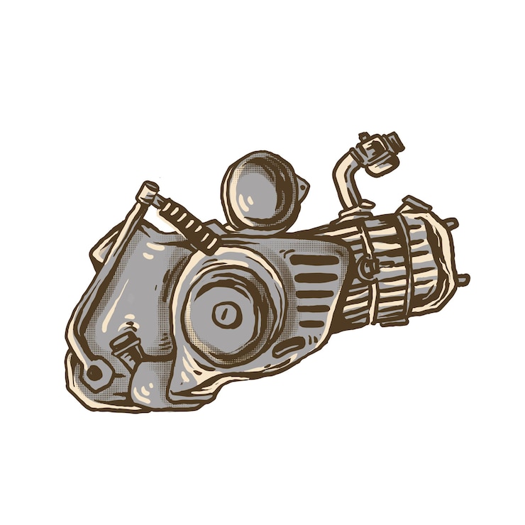 Vector handdrawn supercub engine