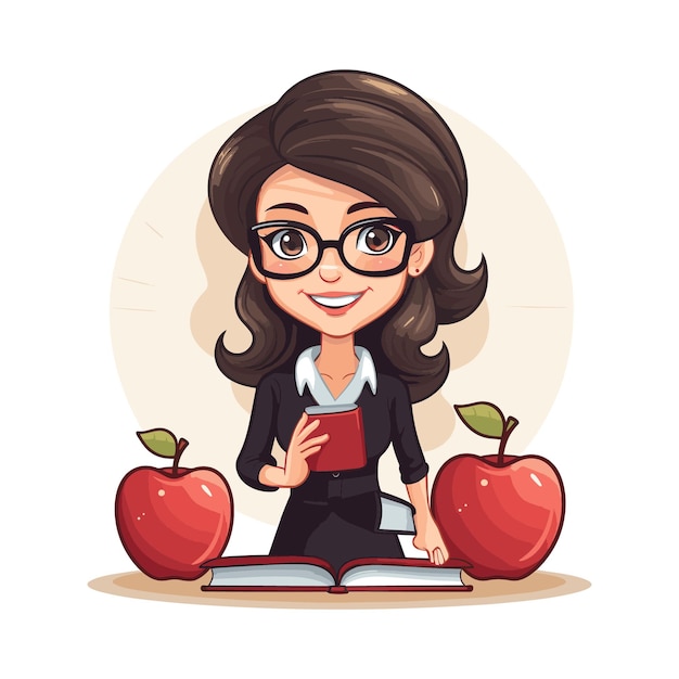 Handdrawn teachers' day cute women teacher cartoon vector illustration