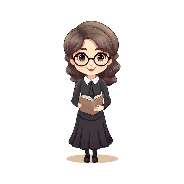 Handdrawn Teachers' Day Cute Women Teacher Cartoon Vector Illustration