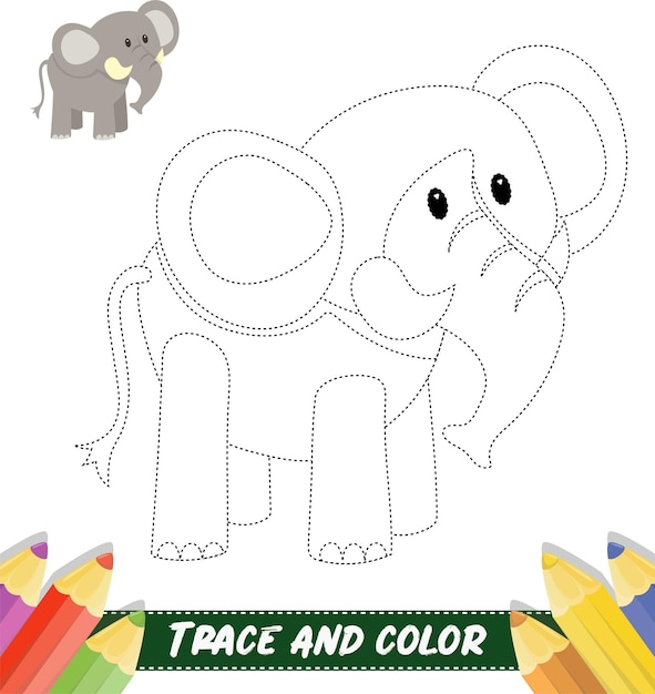 Vector handdrawn traces and colour cute animals