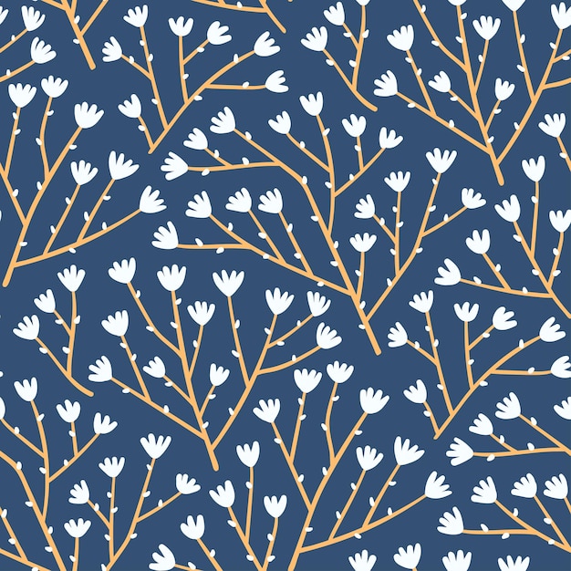 Handdrawn trendy seamless pattern with stylized wildflowers