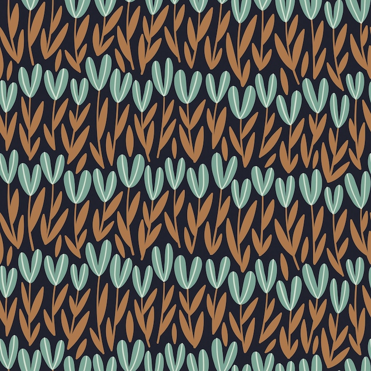 Vector handdrawn trendy seamless pattern with stylized wildflowers