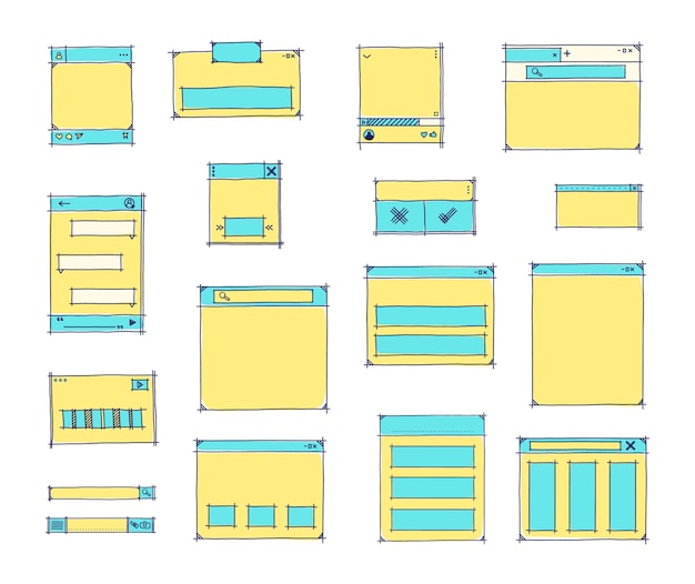 Illustrazione a comparsa del browser dell'interfaccia utente disegnata a mano