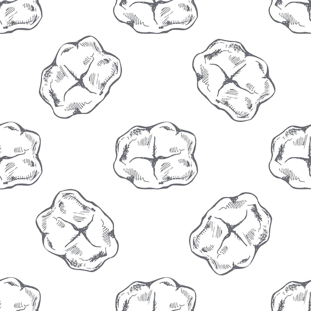 Handdrawn vector seamless pattern of teeth Teeth sketch Different types of human tooth Dental care