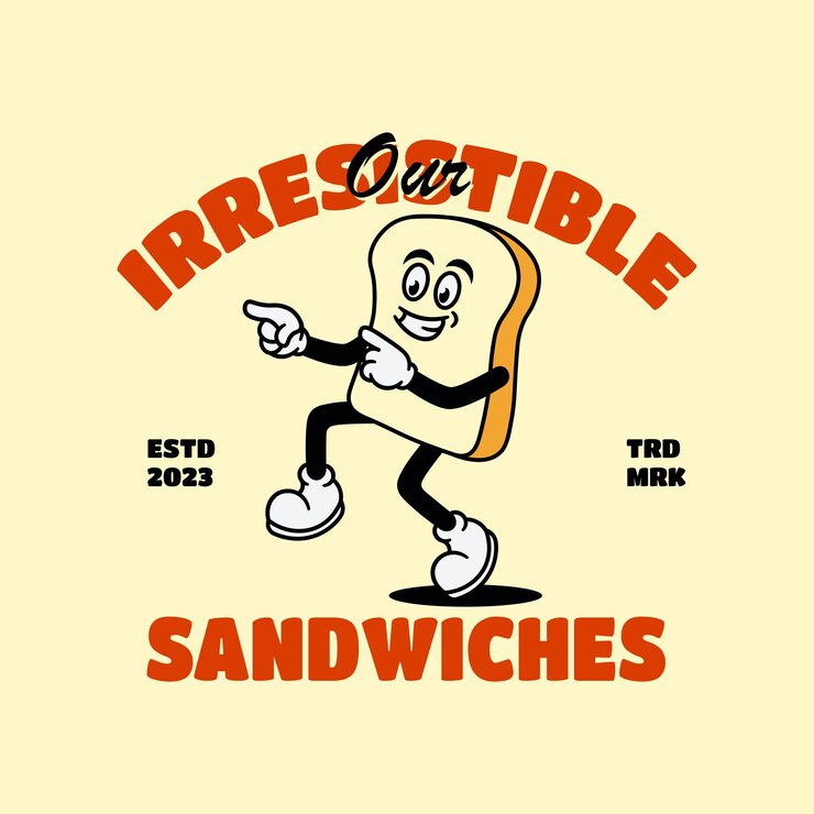 Handdrawn vintage mascot logo for restaurant breakfast menu and favorite food