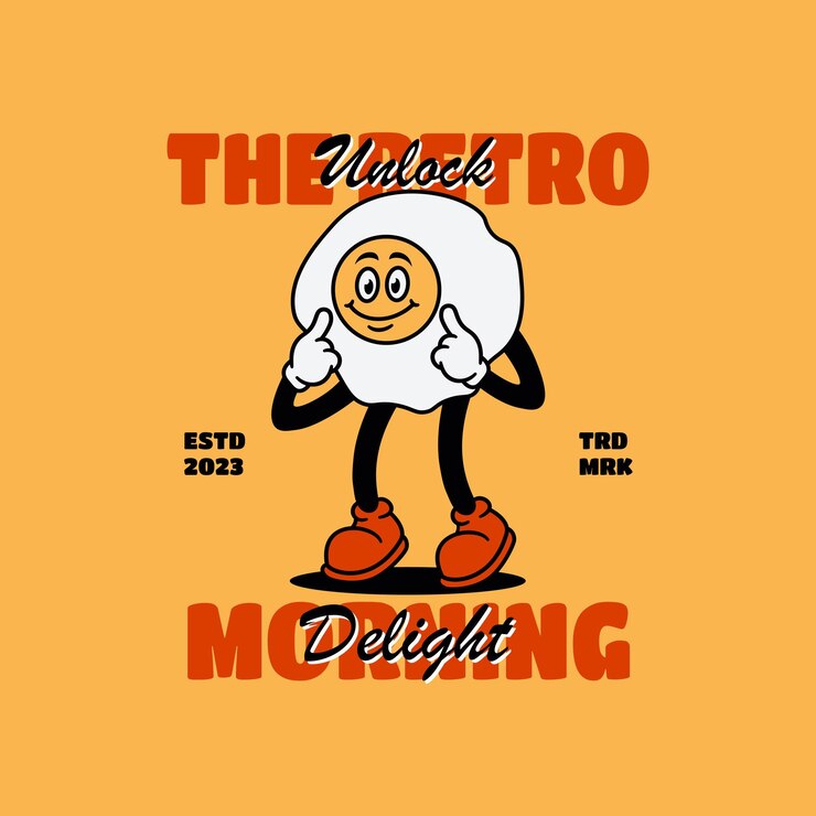 Handdrawn vintage mascot logo for restaurant breakfast menu and favorite food