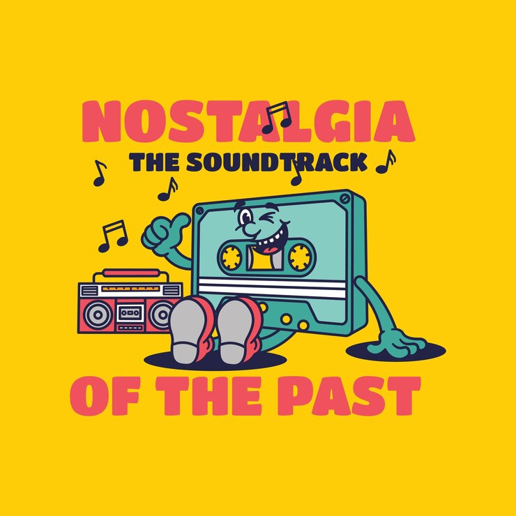 Handdrawn vintage and retro mascot for music industry