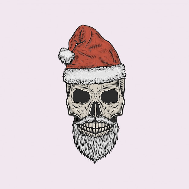 Vector handdrawn vintage skull of santa claus