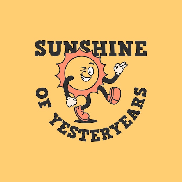 Вектор Нарисованные вручную винтажные логотипы бренда sunshine