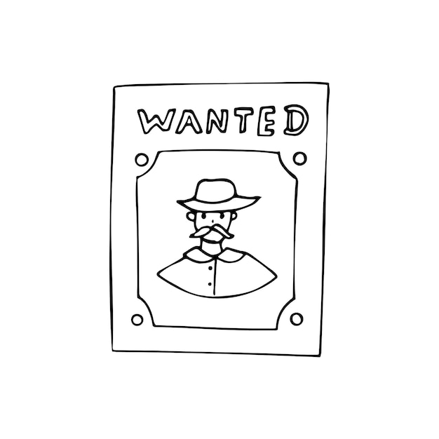 handdrawn wanted vintage western poster crime outlaw wanted for reward cowboy vector banner