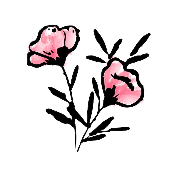 handdrawn watercolor doodle flower