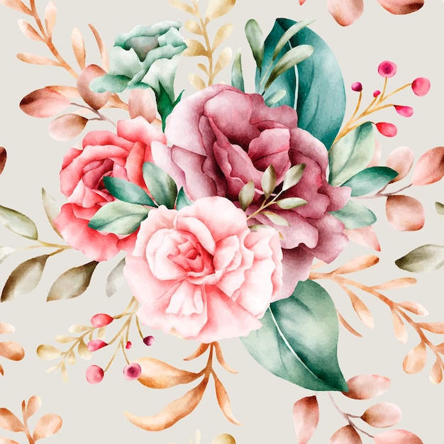 handdrawn watercolor floral seamless pattern