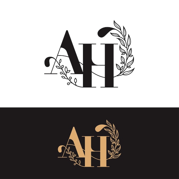 Handdrawn wedding monogram ah logo