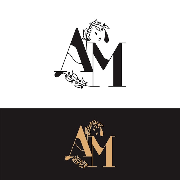 Premium Vector  Handdrawn wedding monogram am logo