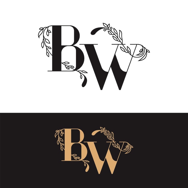 handdrawn wedding monogram BW logo