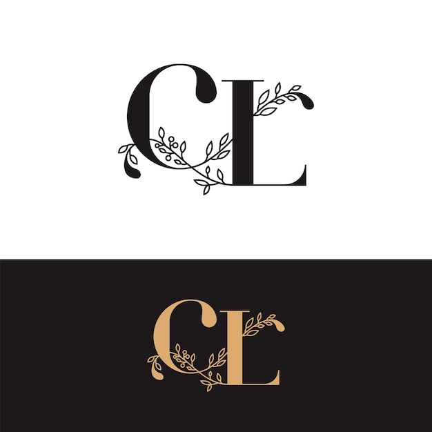 Vector handdrawn wedding monogram cl logo