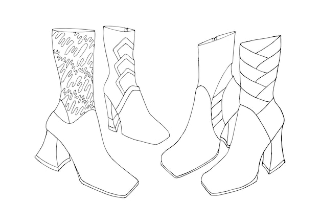 Handdrawn womens boots