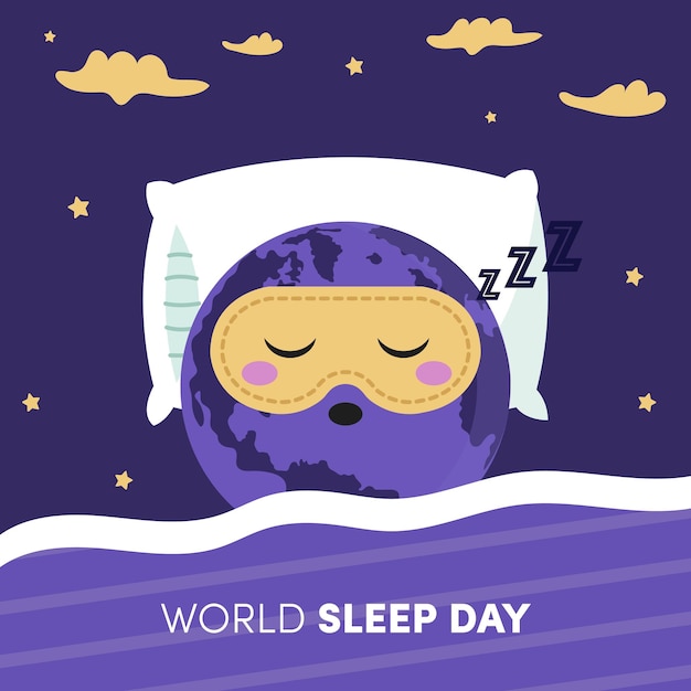 Vector handdrawn world sleep day illustration