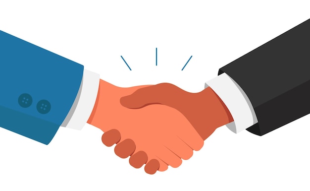 Handdruk van zakelijke partners Zakelijke handdruk Vlak ontwerp Vector illustratie