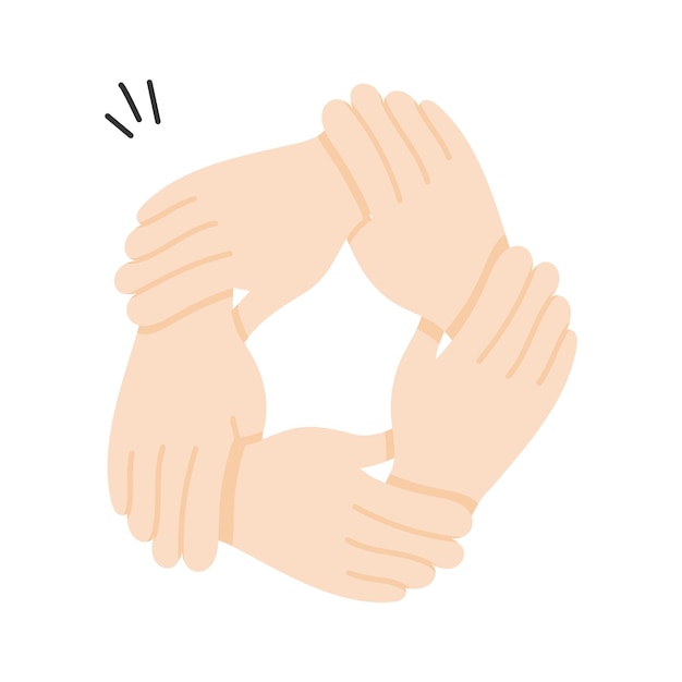Handen die een cirkel vormen als symbool voor teamwerk en saamhorigheid in relaties