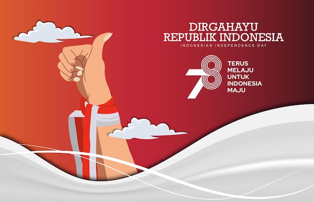 Handen gebaren duimen omhoog teken voor Indonesië's onafhankelijkheidsdag 17 augustus 1945