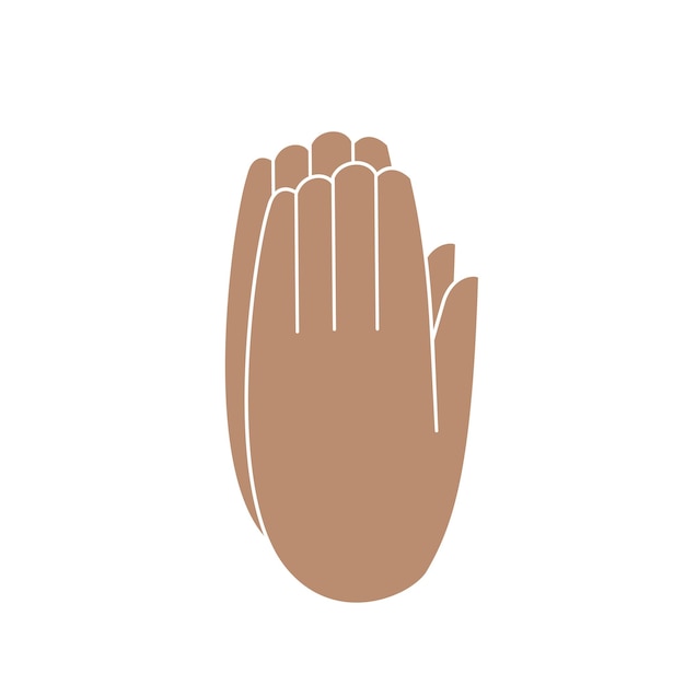 Handen gevouwen tot gebed Twee handen gevouwen samen geïsoleerde kleur vectorillustratie